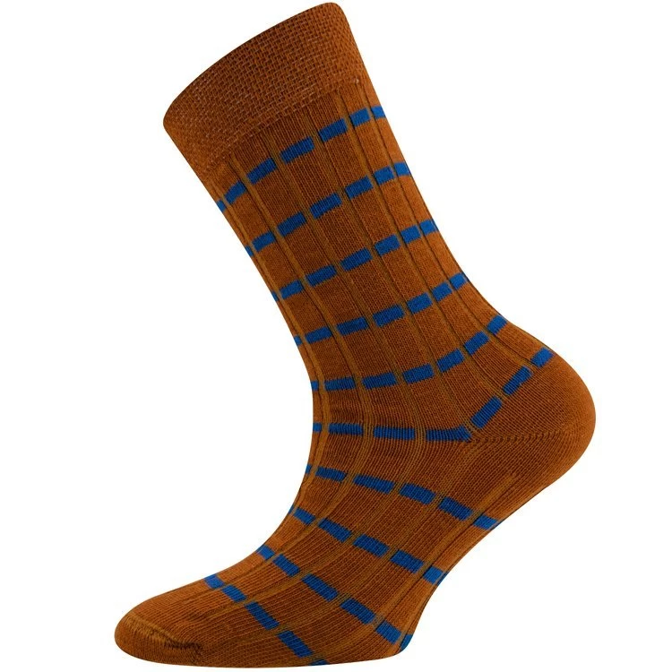 Ewers Set Van 3 Paar Kindersokken - Ribsokken Met Strepen - Oranjebruin/Blauw - Afbeelding 3