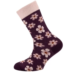 Meisjessok Met Bloemen - Wijnrood/roze - Ewers - Biologisch Katoen (GOTS)