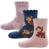 Babysokjes Met Hertje - Set Van 3-paar Voor Meisje - Blauw/Oudroze - Ewers