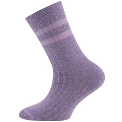 Kindersok Ewers Met Ribpatroon - Lila Met Zilverkleurig Glittergaren En Lichtere Lila Strepen