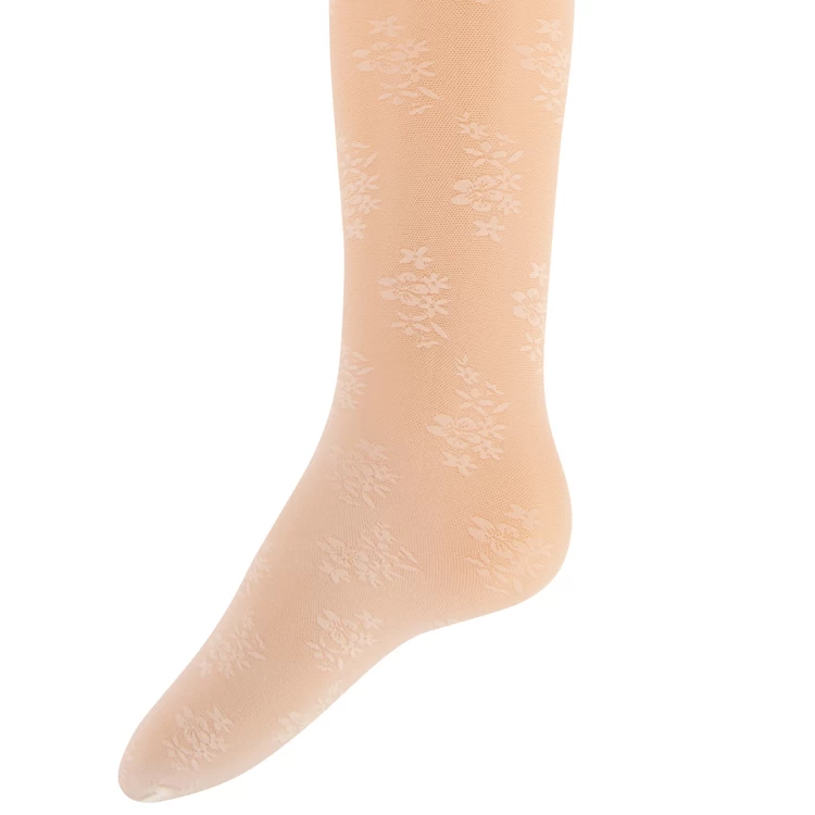 Meisjespanty Ewers - Wit Met Bloemmotief - Panty Kindermaat - 40 DEN