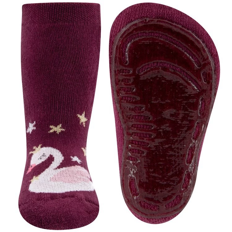 Ewers Antislipsokken Wijnrood Met Zwaantje En Glittergaren