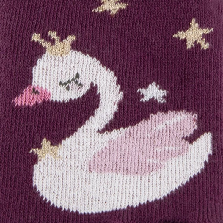 Ewers Antislipsokken Wijnrood Met Zwaantje En Glittergaren - Afbeelding 2