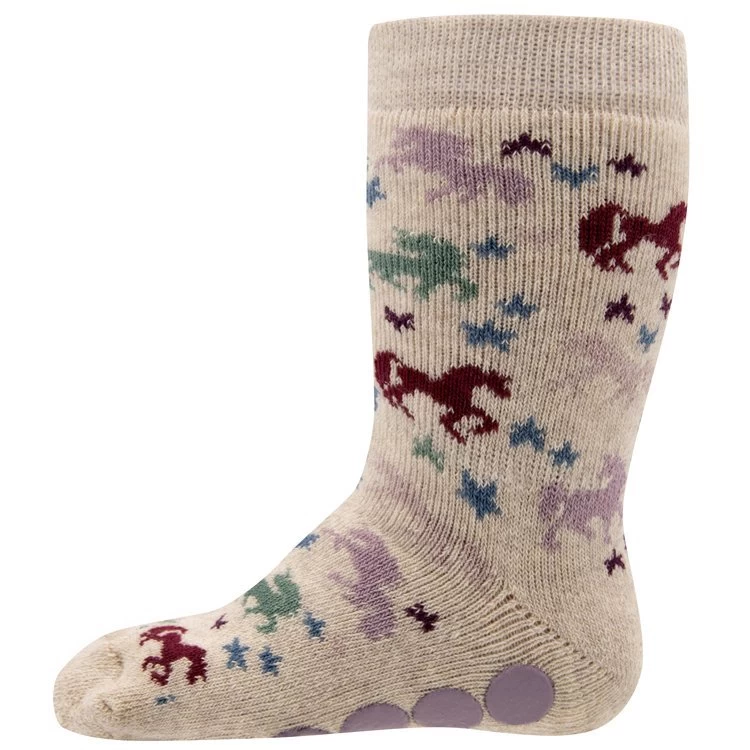 Antislipsok Roze Noppen Maat 35/38 - Dubbelpak - Beige Met Gekleurde Eenhoorns/Wijnrood Eenhoornhoofd - Ewers - Afbeelding 4