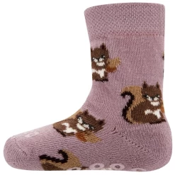 Baby Antislipsok Roze Met Eekhoorns - Nopjes - Ewers