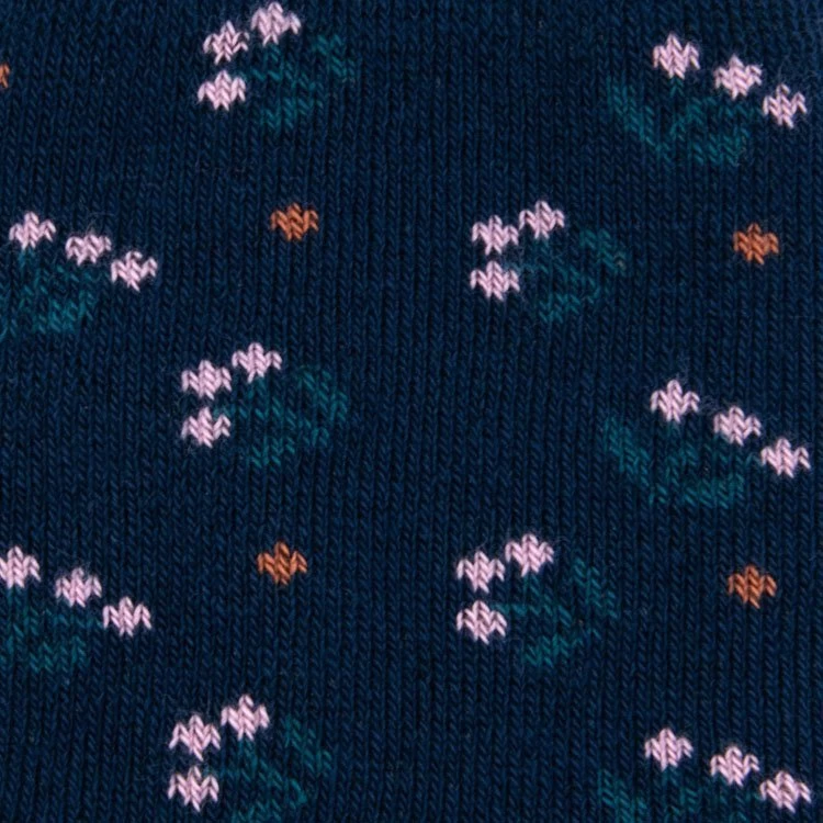 Ewers Antislipsok Donkerblauw Met Bloemetjes - Afbeelding 2