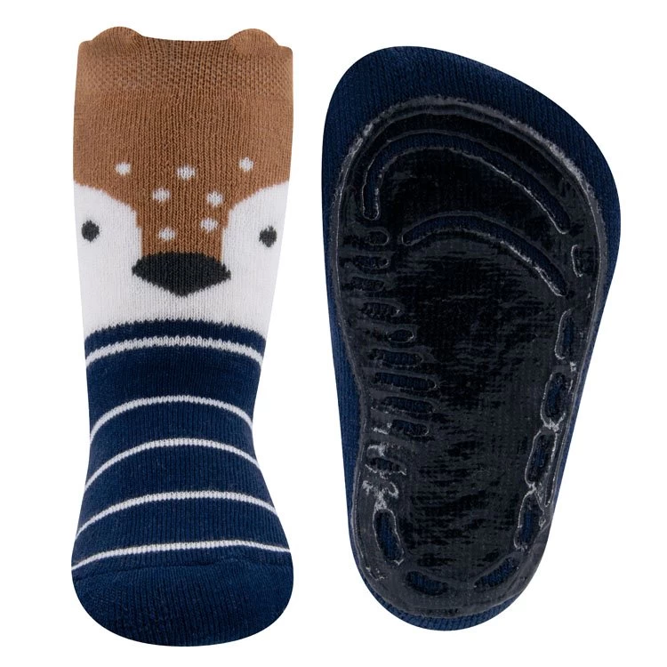 Ewers Antislipsokken Donkerblauw Met Strepen En Hertje