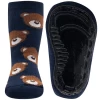Antislipsok Donkerblauw Met Hoofdjes Bruine Beertjes - Ewers