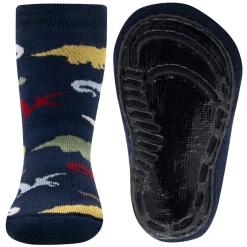 Antislipsok Voor Volwassenen - Donkerblauw Met Gekleurde Dinosaurussen - Ewers