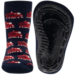 Antislipsok Donkerblauw Met Rode Brandweerwagens - Ewers
