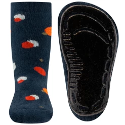 Antislipsok Ewers - Donkerblauw Met Stippen Wit-Oranje-Oranjebruin