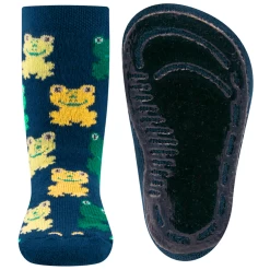 Antislipsok Ewers Donkerblauw Met Grappige Kikkertjes In Groen-Geel