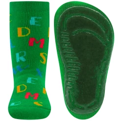 Antislipsok Ewers Groen Met Gekleurde Letter In Lichtblauw-Geel-Rood-Blauw