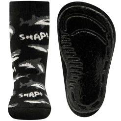 Antislipsok Ewers Zwart Met Grijze Haaien En "Snap!"