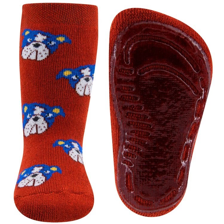 Ewers Antislipsok Oranje/Bruin Met Hondenkoppen
