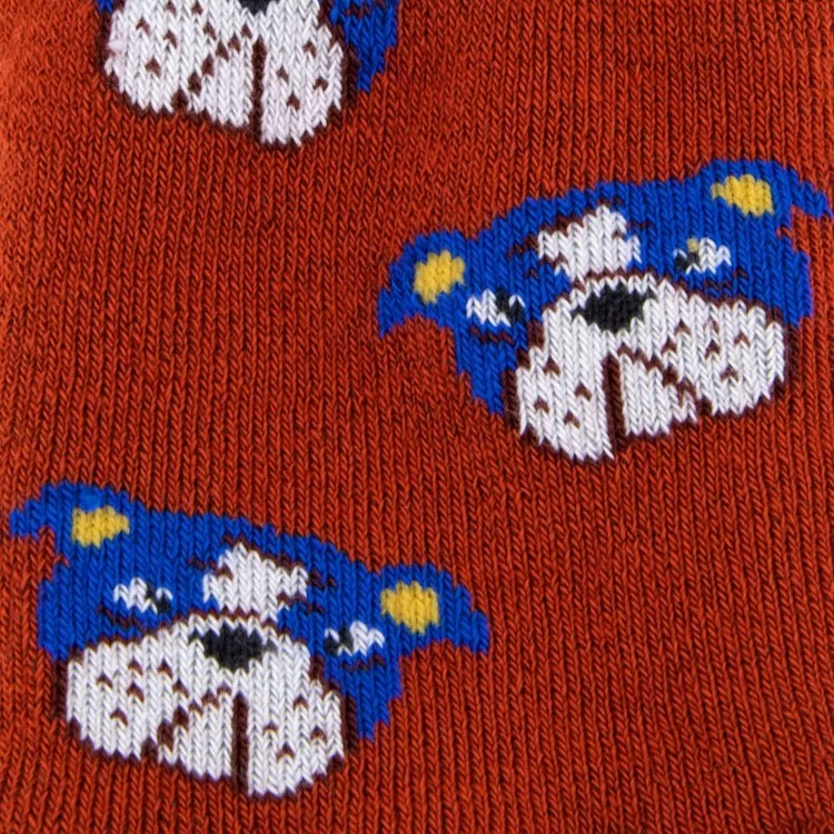 Ewers Antislipsok Oranje/Bruin Met Hondenkoppen - Afbeelding 2