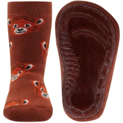 Antislipsok Donker Oranjebruin Met Grappige Tijgerhoofdjes - Ewers