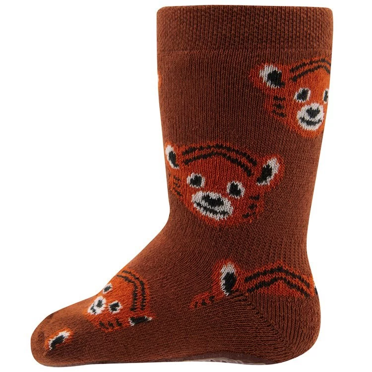 Antislipsok Donker Oranjebruin Met Grappige Tijgerhoofdjes - Ewers - Afbeelding 2