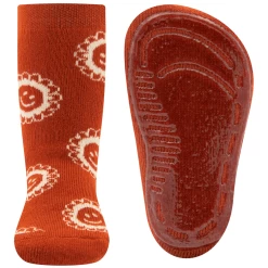 Antislipsok Ewers - Brick Oranjerood Met Creme Lachende Zonnebloemen