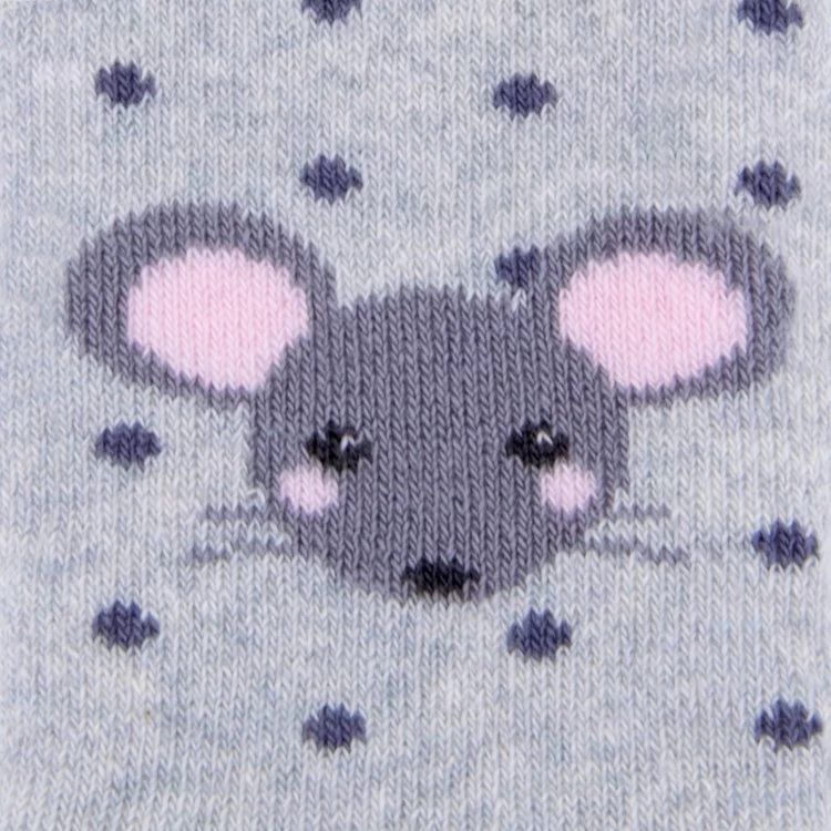 Ewers Dubbelpak Antislipsokken Met Noppen - Grijs Met Muisje En Grijs Met Strepen - Afbeelding 3