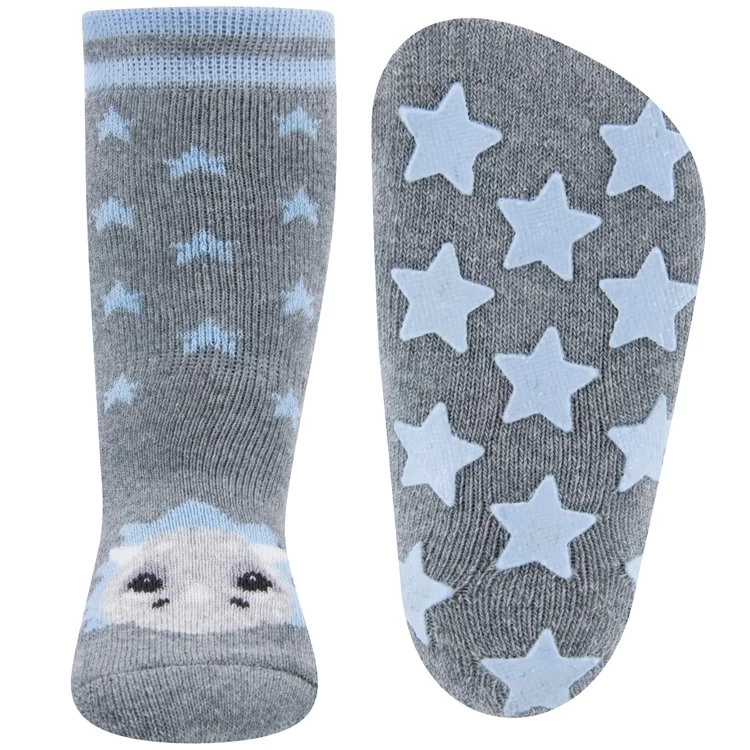 Ewers Dubbelpak Antislipsokken Met Noppen - Grijs Met Dinosaurus En Grijs Met Strepen - Afbeelding 2