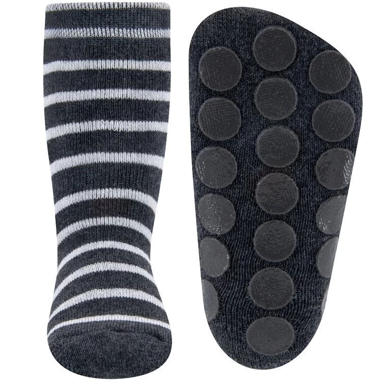 Ewers Dubbelpak Antislipsokken Met Noppen - Grijs Met Dinosaurus En Grijs Met Strepen - Afbeelding 4