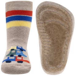 Antislipsok Lichtgrijs Met Autos En Strepen - Ewers