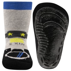 Antislipsok Lichtgrijs Met Astronaut En Blauwe Rand - Ewers