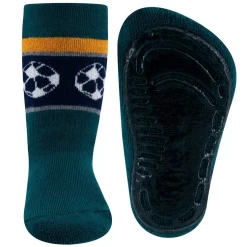 Antislipsok Voor Volwassenen - Zeegroen Met Strepen En Voetballen - Ewers