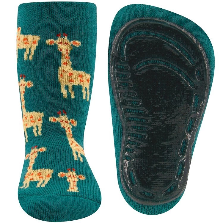 Ewers Antislipsloffen Zeegroen Met Giraffen