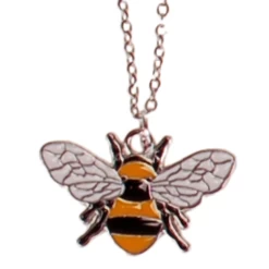 Kinderketting RVS Zilverkleurig 45cm - Hangertje Emaille Bij Zilverkleurig 1,5x2,5cm