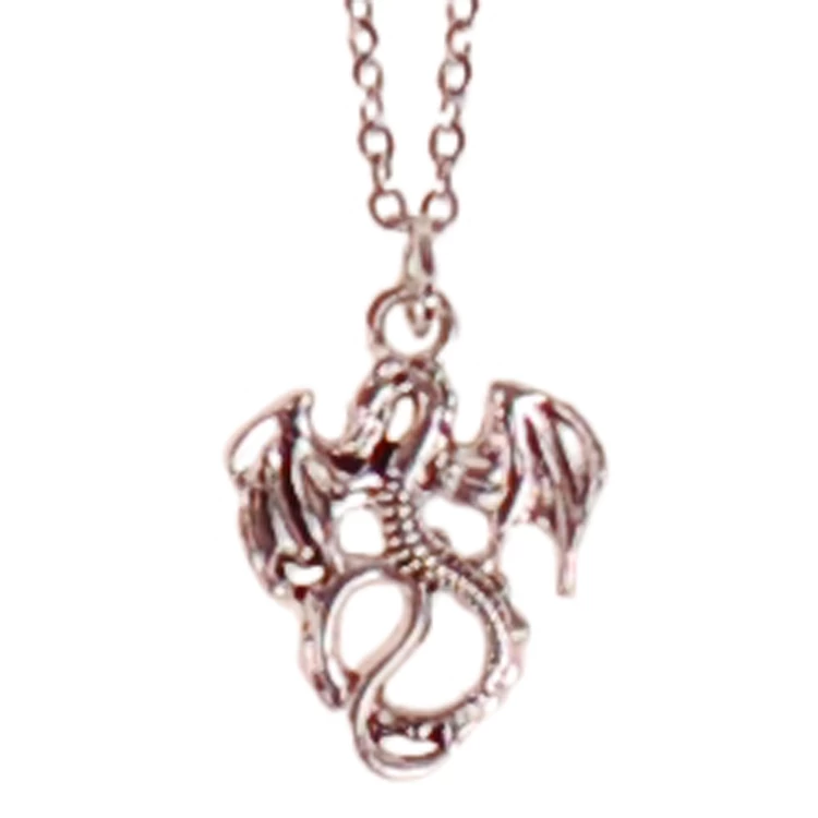 Ketting RVS Zilverkleurig 55cm - Hangertje Draakje Zilverkleurig 2cm