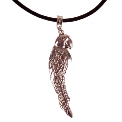 Veterketting Zwart Fluweel - Zilverkleurige Sluiting - 45cm - Hangertje Papegaai Zilverkleurig 5,5cm