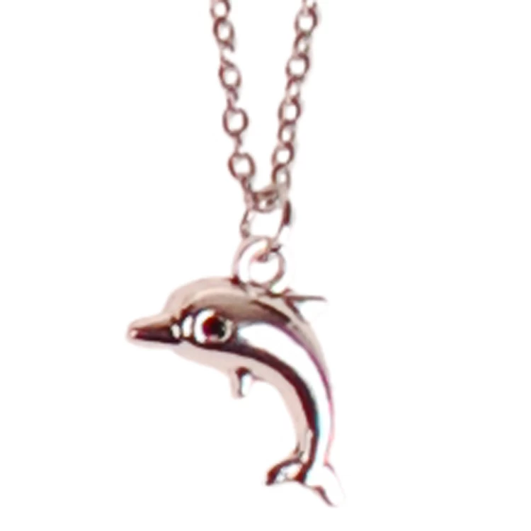 Ketting RVS Zilverkleurig 55cm - Hangertje Dolfijntje Enkel Zilverkleurig 2cm