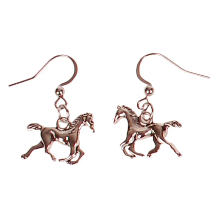Oorbellen Zilverkleurig - Hangertjes Paardje Galop Zilverkleurig 1,5cm