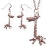 Set - Ketting 55cm RVS - Oorbellen Zilverkleurig - Hangertjes Giraf Zilverkleurig 2,5cm