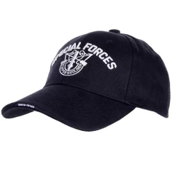 Baseballcap Special Forces - Zwart Met Zilvergrijs Geborduurd Logo