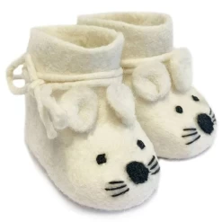 Vilten Babyslofjes - Muis Wit