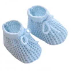 Babyslofjes Babyblauw - Gebreid Met Vetertje
