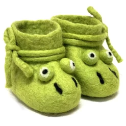 Vilten Babyslofjes Kikker Groen - 9cm