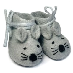 Vilten Babyslofjes - Muis Grijs