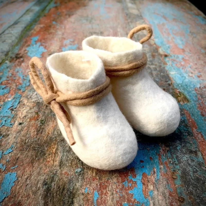 Vilten Babyslofjes - Wit - Afbeelding 2