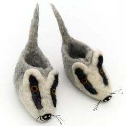 Vilten Slofjes Das Lichtgrijs/Wit/Zwart - Maat 19 - 15cm